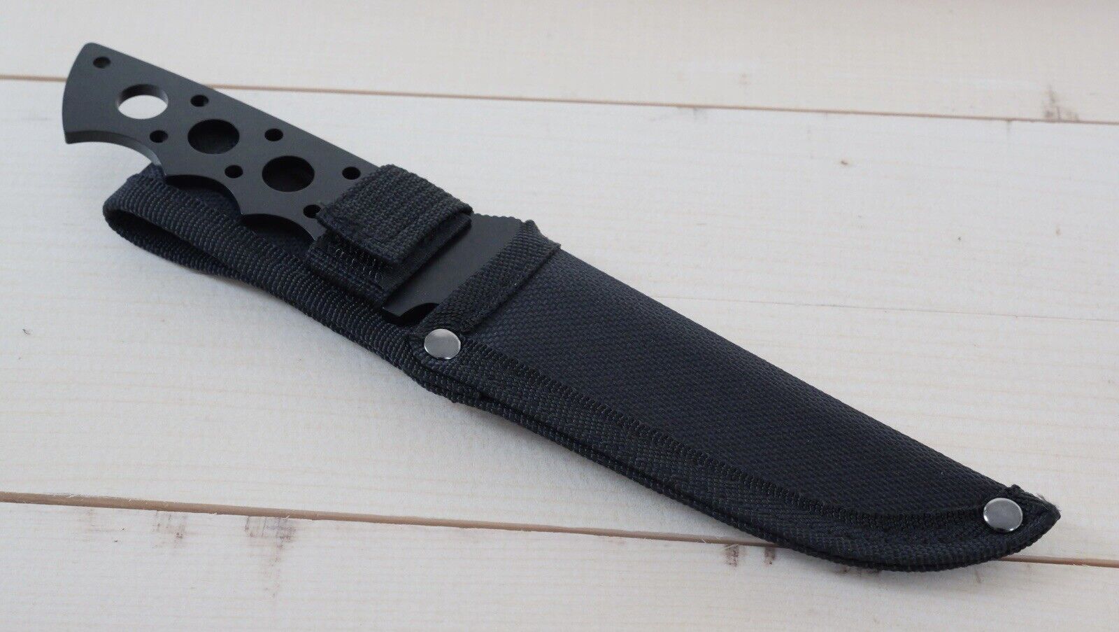 9” Fixed Blade Knife Skeleton Stealth Black Swat Tactical Sheath Full Tang Tanto