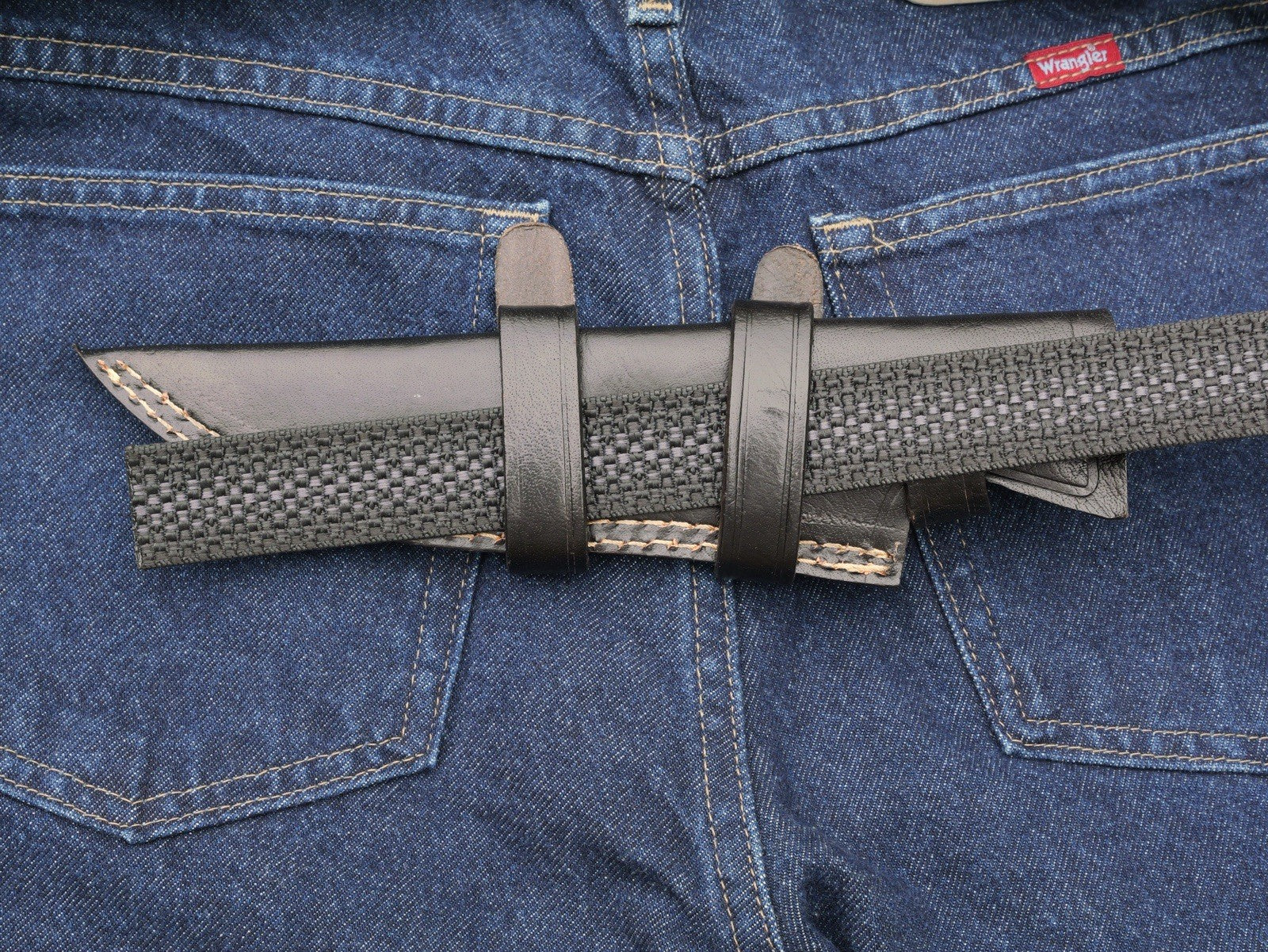 Horizontal Carry Fixed Blade Knife 12 Inches Overall Leather Sheath Black Blade
