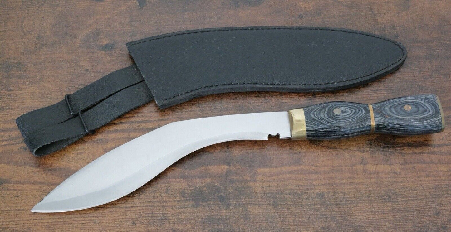 15” Mini Kukri Machete Sharp Carbon Steel Wood Handle Full Grain Sheath 8mmThick