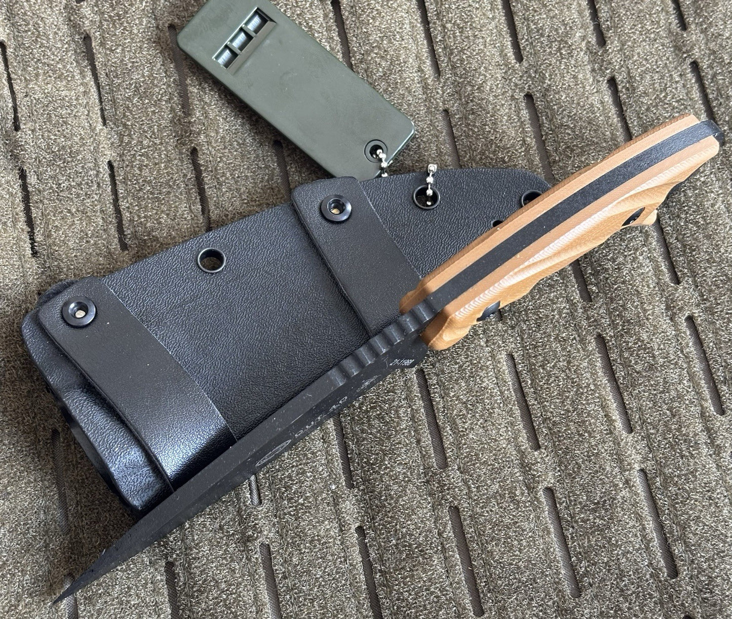 8” Fixed Blade Knife Horizontal Carry Belt Loop Kydex Sheath Tan Full Tang Sharp