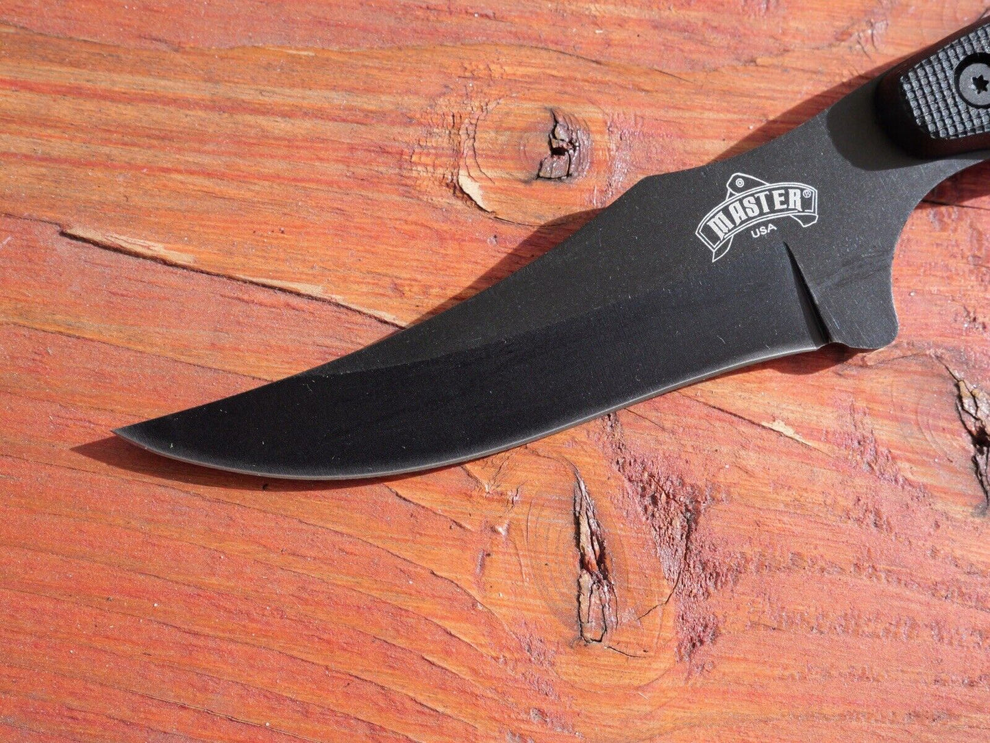 9” Combat Knife Stealth Black Tactical Sheath Full Tang Trailing Point