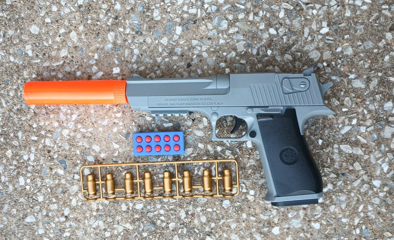 Soft Shell Toy Gun Grey Desert Eagle 50cal Foam Blaster USA Seller Orange Tip