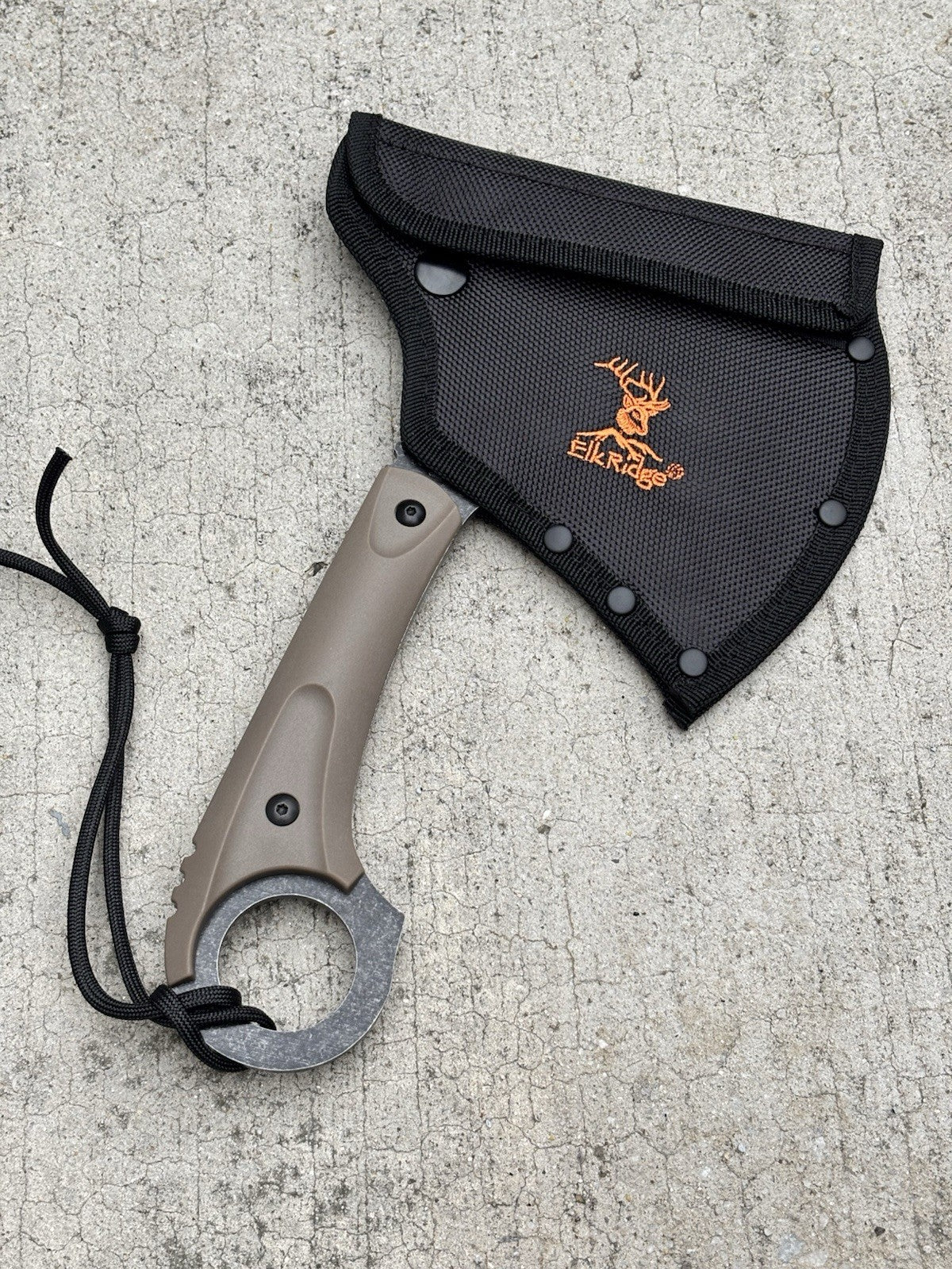 Tactical Combat Axe Elk Ridge Full Tang Nylon Fiber Scales Sharp Sheath Ultimate