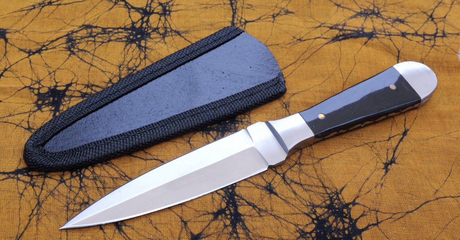Conceal Carry Boot Knife Stealth Black Double Edge Slim Spear Tip Sheath Black