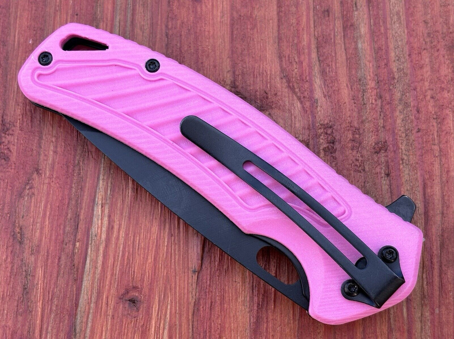 Hot Pink Pocket Knife Girly Pretty Woman’s Self Defense Full Size Belt Clip Cute