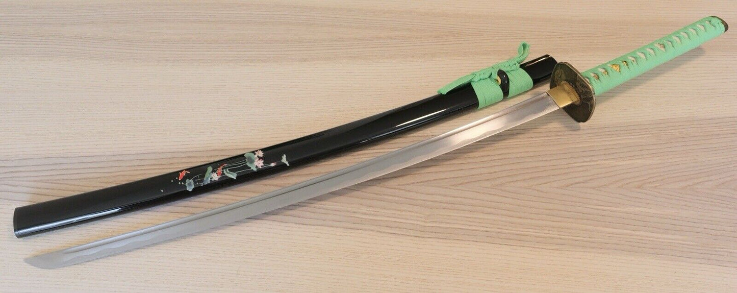 41” Samurai Sword Katana Koi Lake Serene Hand Painted Scabbard Battle Ready