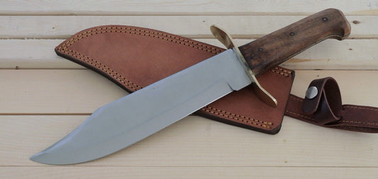 15” Classic Bowie Knife Wood Handle Carbon Steel XL Leather Sheath Sharp Big 