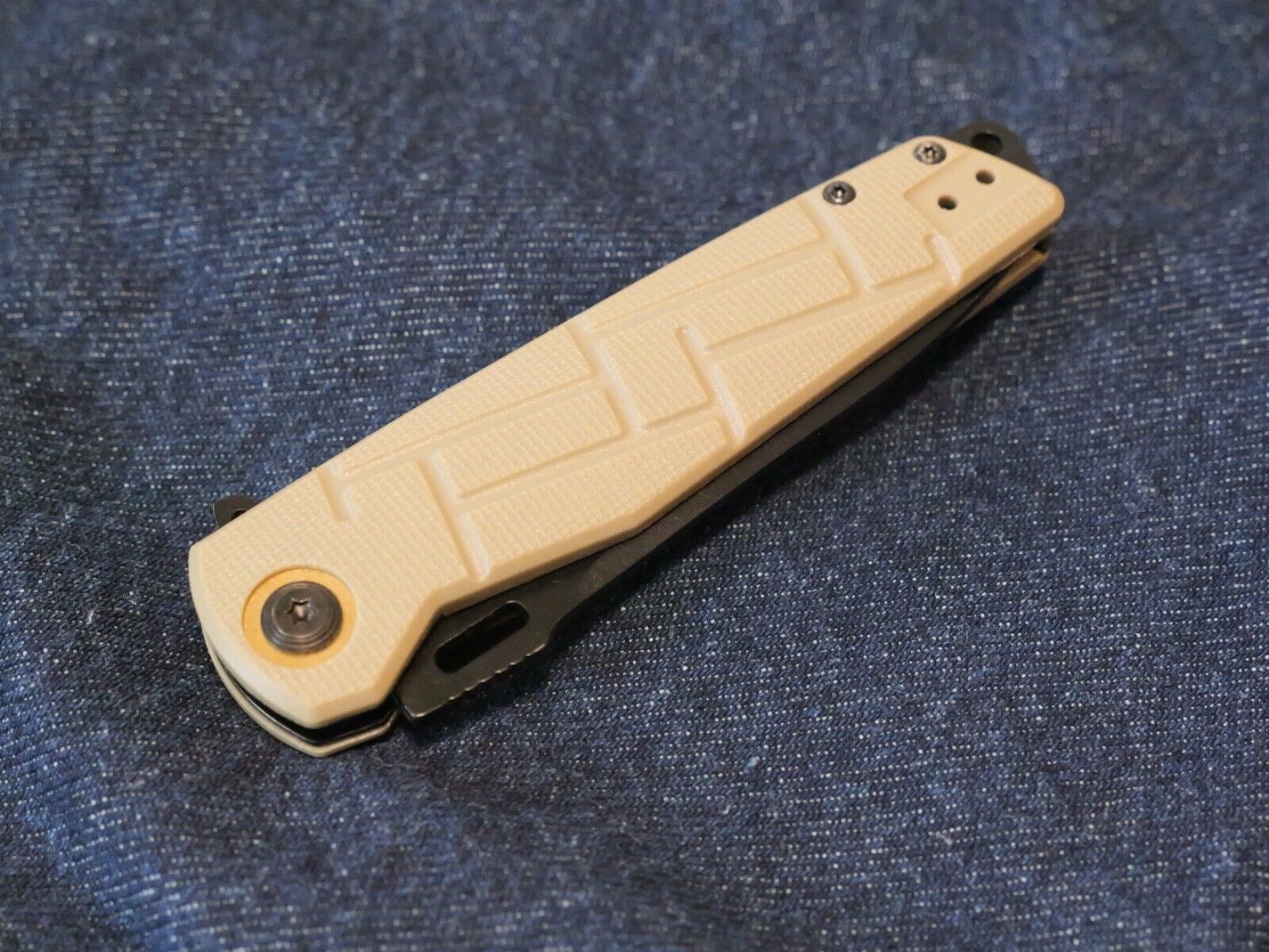 Elite Tactical Desert Spring Assist Pocket Knife 8CR13 Black Blade Tan Handle