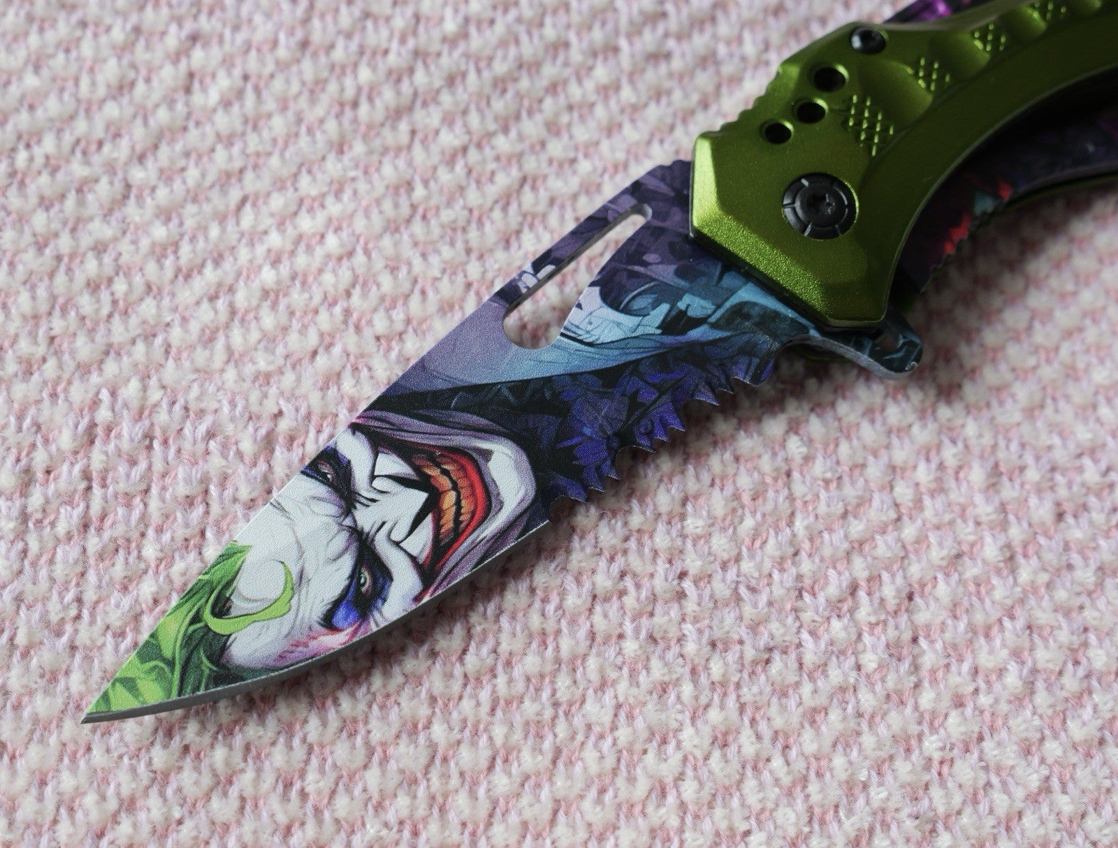 DARK KNIGHT ASSISTED Green Joker WHY SO SERIOUS FOLDING Pocket KNIFE