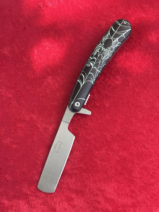 Straight Razor Pocket Knife Black Widow Spider 🕷️ 8” Overall 3” Blade Assist