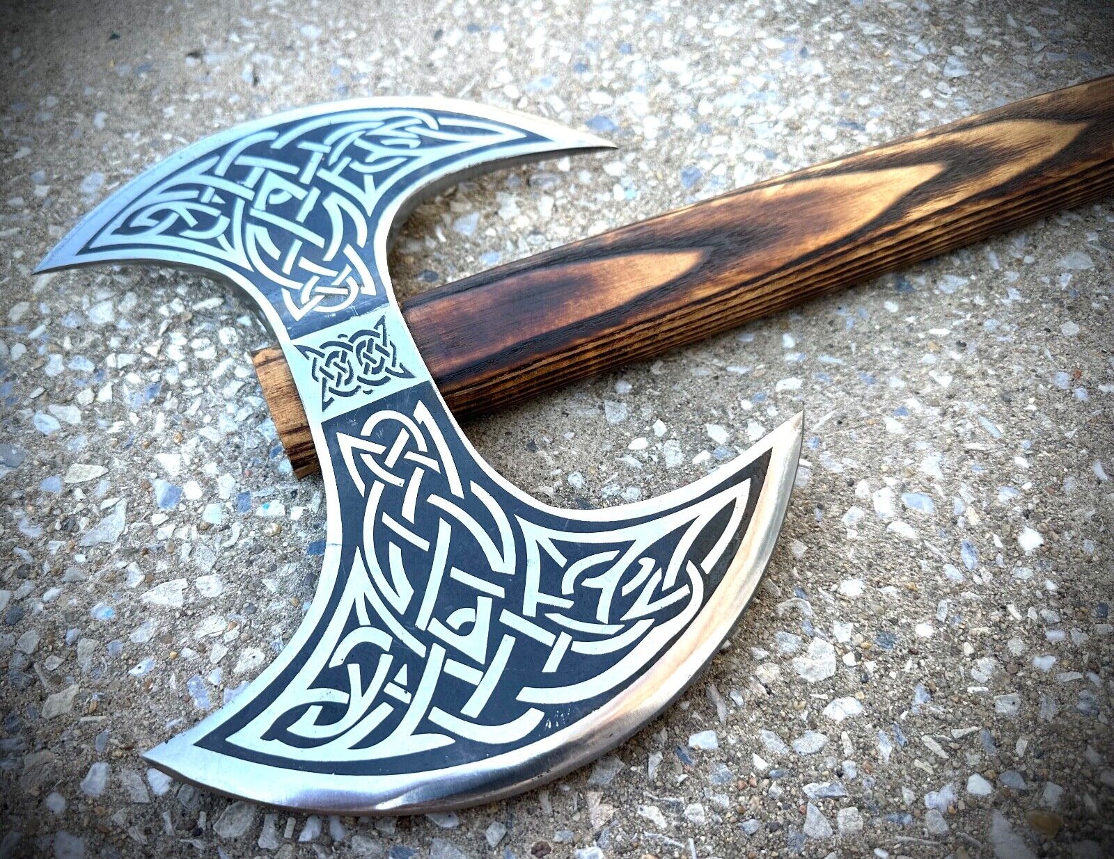 33" Battle Axe Double Edge Sharp Viking Medieval Celtic Sheath Thick Gauge