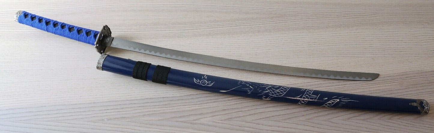 40” Katana Samurai Sword Full Size Stainless Steel Blade Wood Scabbard Dragon