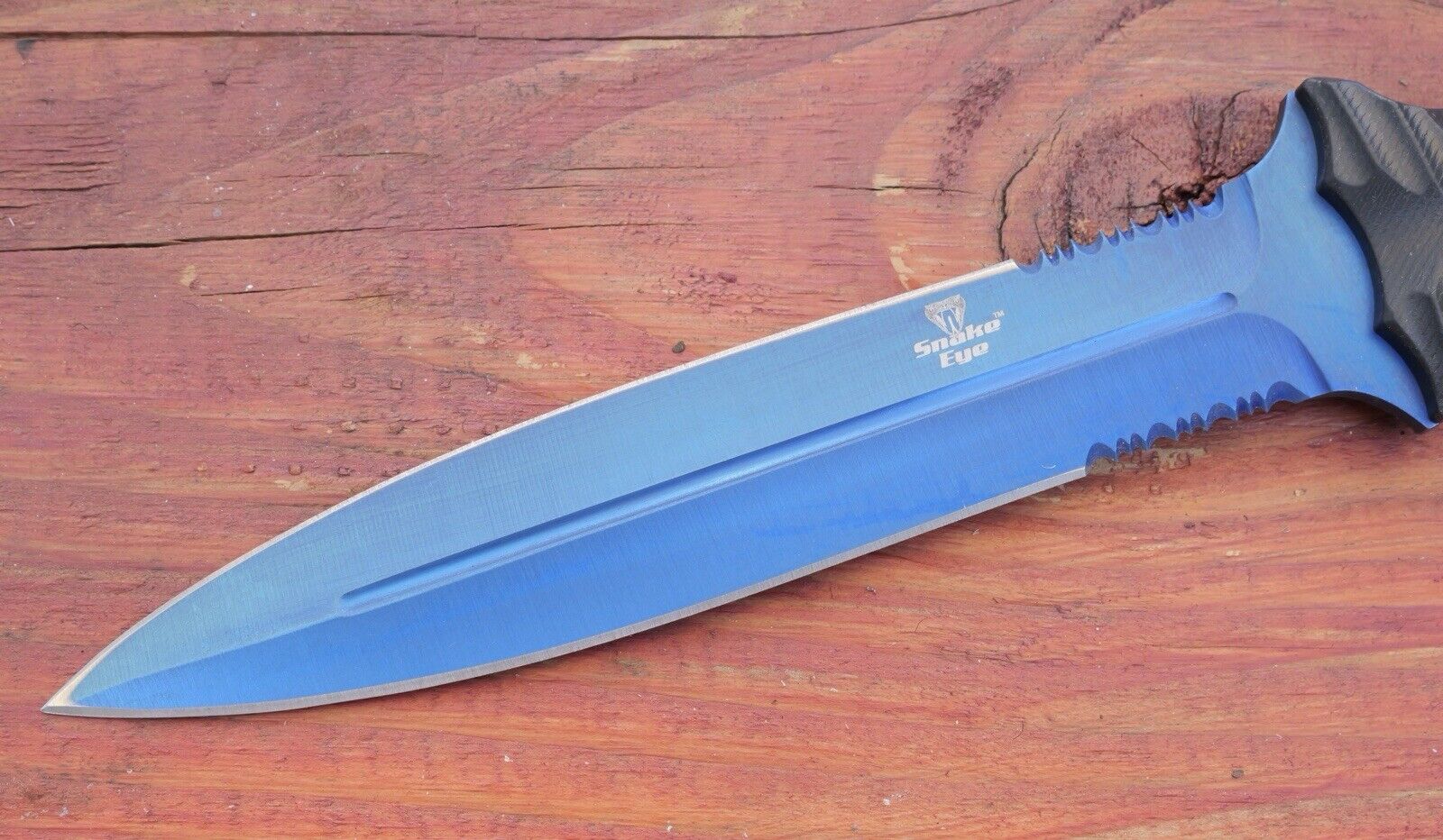 13” Fixed Blade Knife Blue Spear Point Double Edge Full Tang Sharp Spear Point