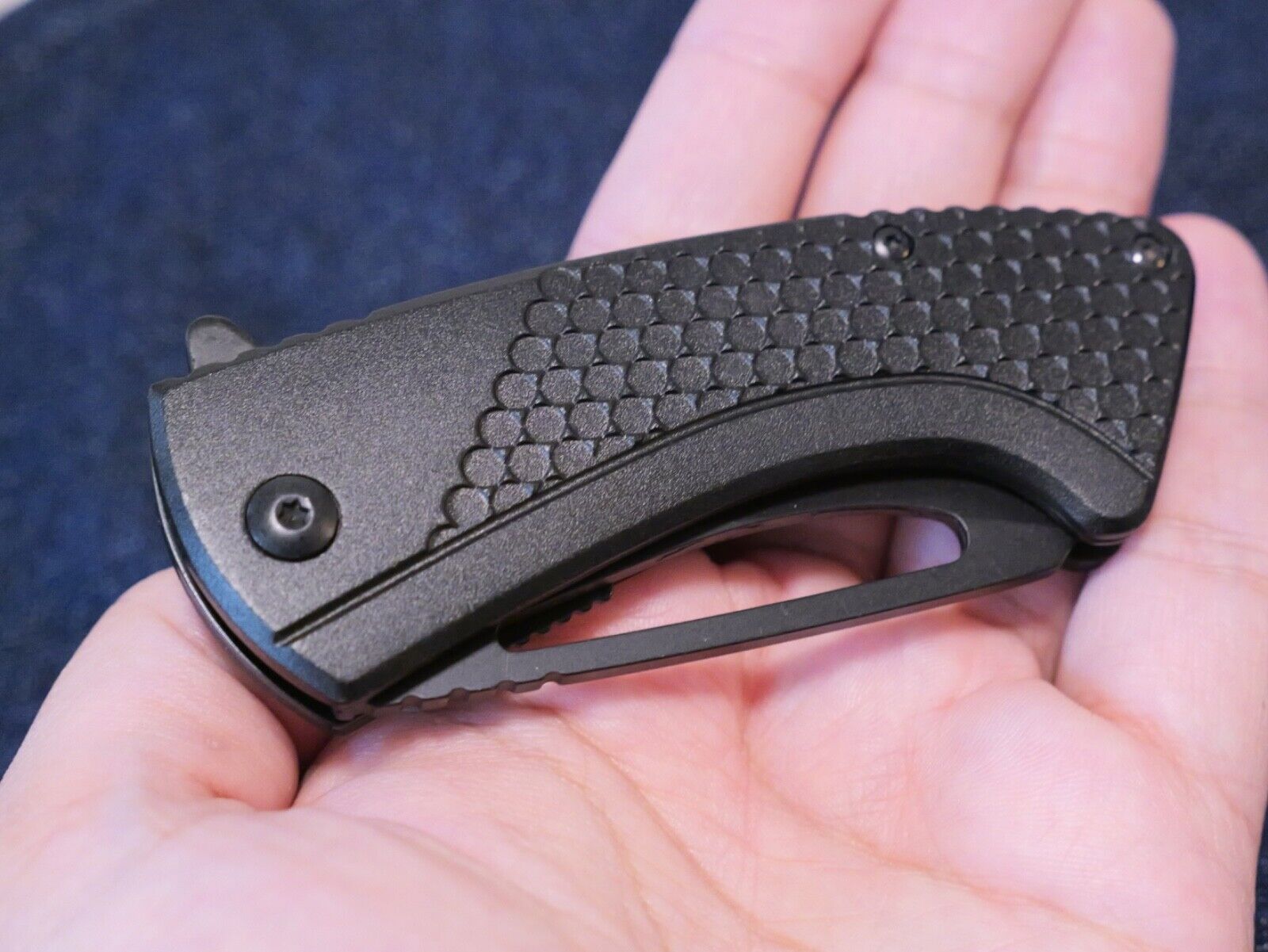 Mini Black Cleaver Spring Assist Pocket Knife 7" overall 2.75" Blade Belt Clip