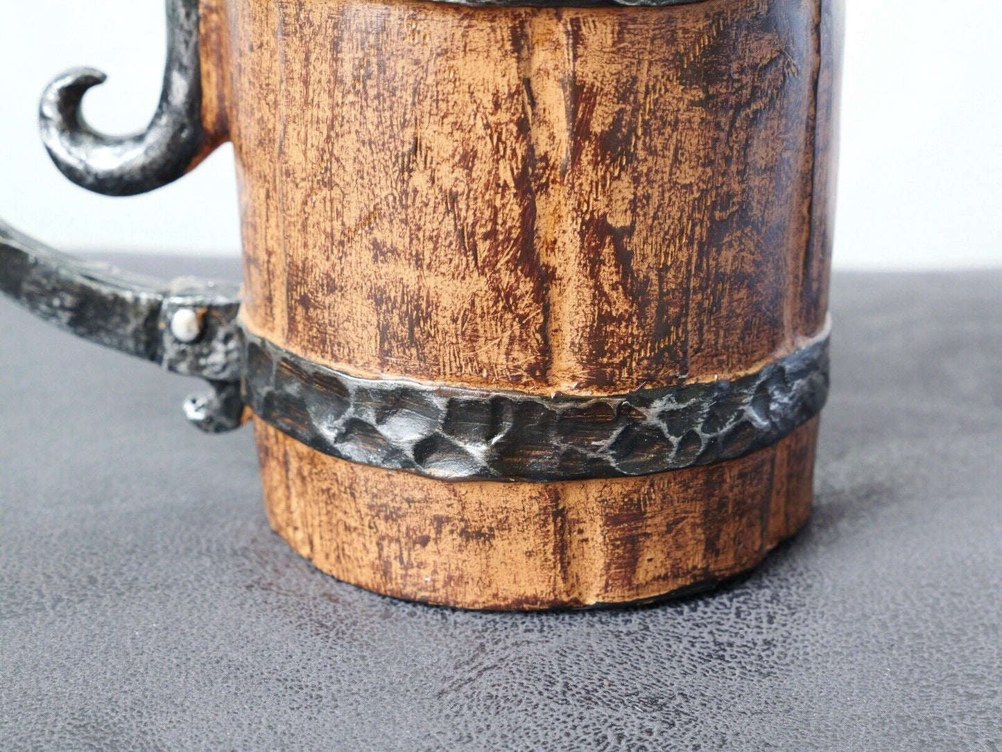 Viking Barrel Mug Rustic Medieval Feast 550ML Stainless Steel Norse Tankard Cup