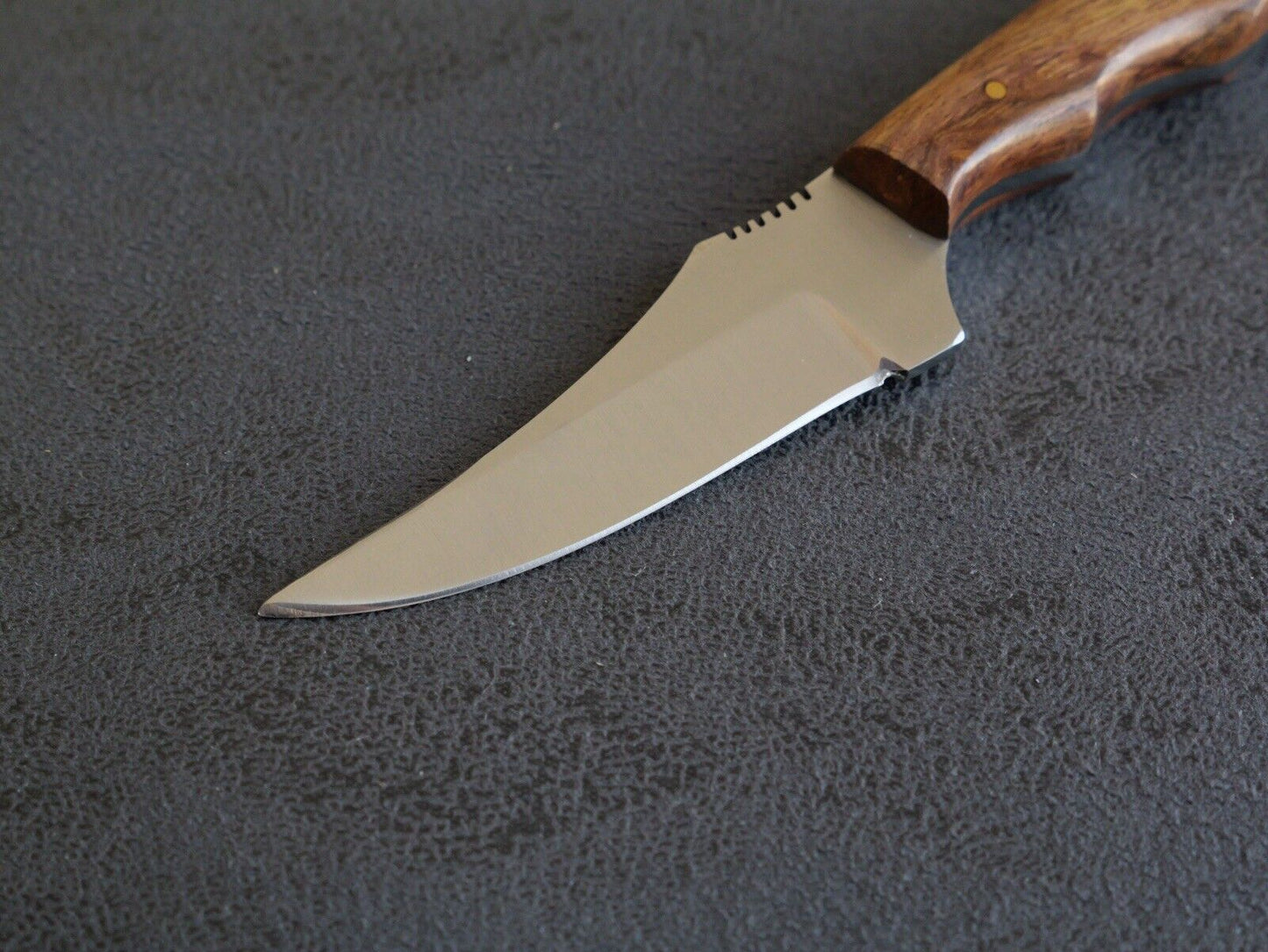 7” Fixed Blade Knife Full Tang Wood Handle Custom Leather Sheath Handmade Mini