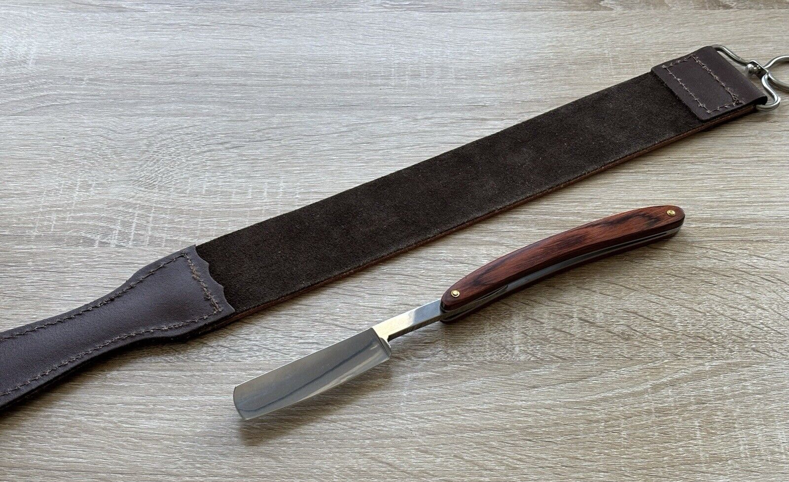 Straight Razor Set Sharpening Strop Wood Handle Vintage Classic Shave Men’s