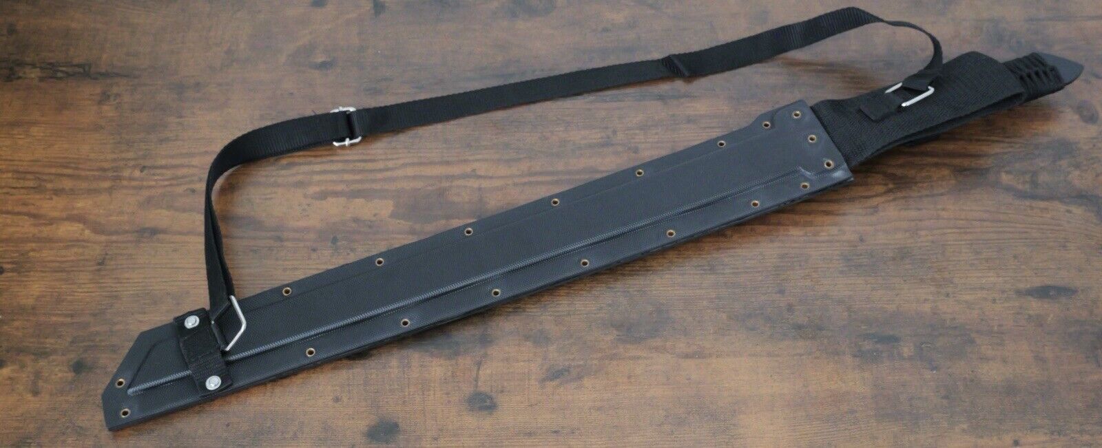 26” Ninja Sword Stealth Black Hard Sheath Shadow Ops Back Strap Stealth Tanto