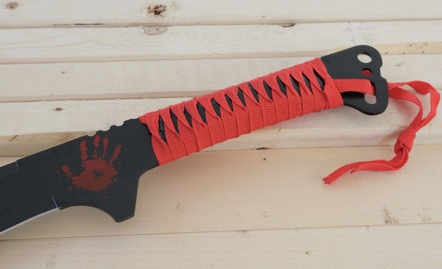 25” Machete Full Size Sawback Black Red Sharp Full Tang Nylon Sheath Back Strap