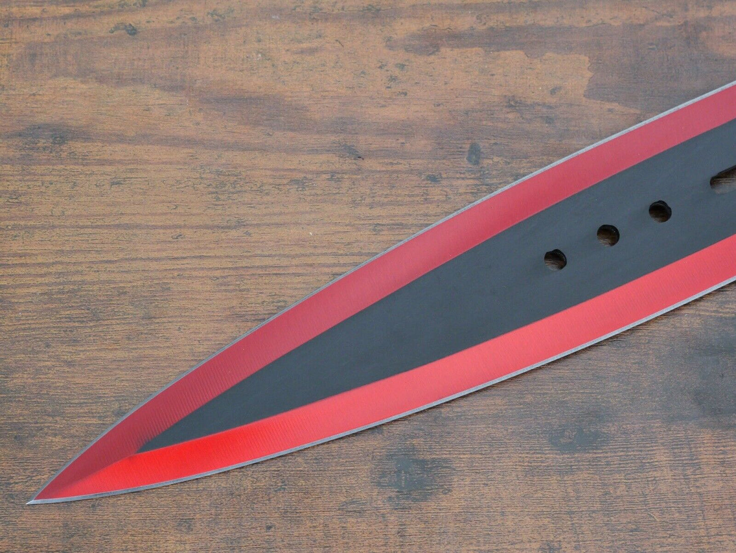 27” Sword Full Tang Red Skull Futuristic Double Edge Spear Point Sheath Nylon