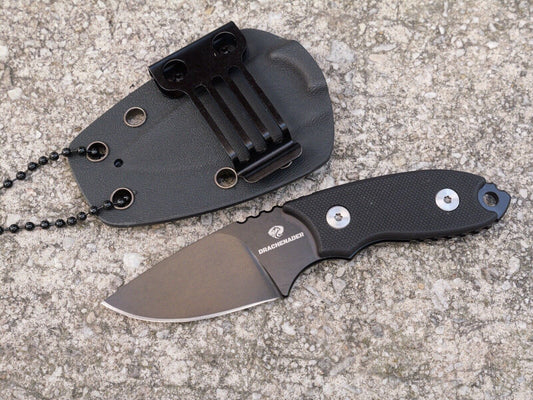 Neck Knife Conceal Carry 14cm Stealth Black Horizontal Carry Belt Clip D2 Steel 