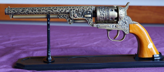 14" PEACE MAKER REPLICA Single Action Army Display Only Plaque Ornate Barrel