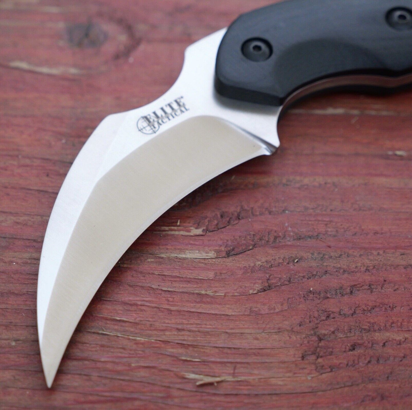7” D2 Steel Karambit Kydex Sheath Full Tang Carbon Fiber Handle Horizontal Carry