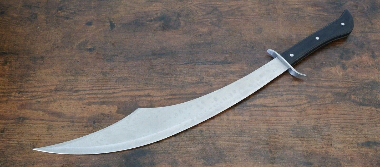 25” Scimitar Full Tang Wood Handle Nylon Sheath 18” Curved Blade Back Strap