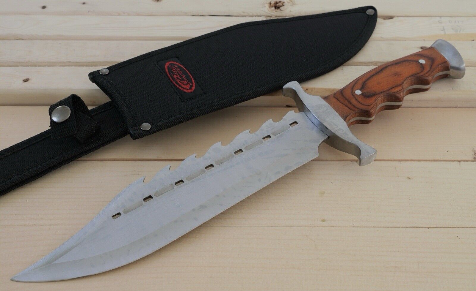 15” Bowie Knife Full Tang Classic MEGA XL Sawback Nylon Sheath Hilt Heavy Duty