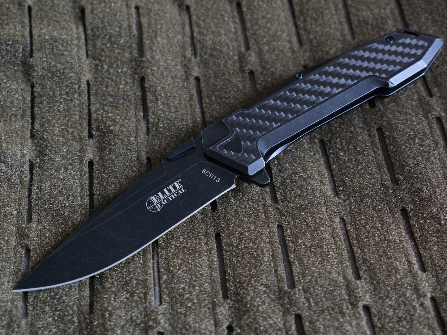 Premium Quality Pocket Knife Carbon Fiber 8cr13 Steel Ball Bearing Pivot Black