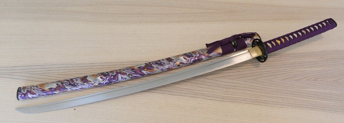 41” Samurai Sword Katana Purple Dragon Battle Ready Sharp Hand Forged Steel