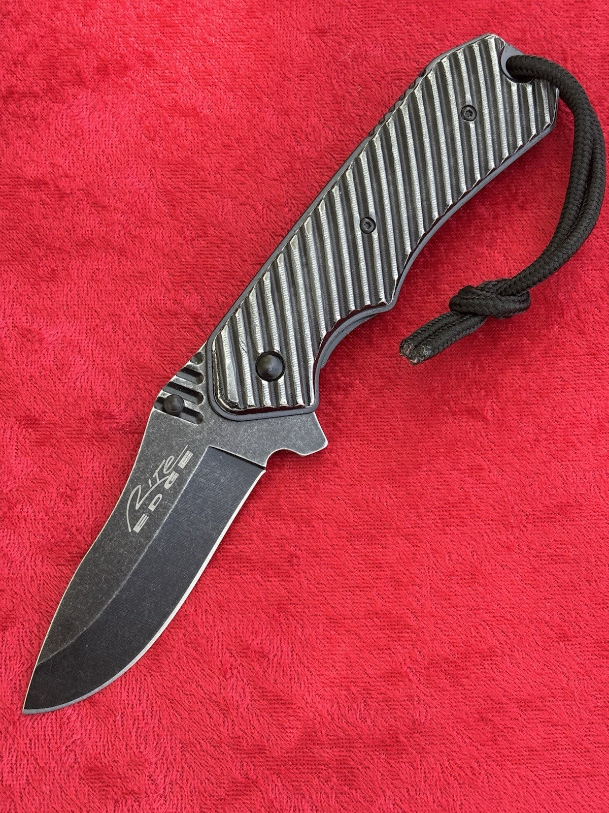 Full Size Pocket Knife Heavy Duty Black Spring Assist All Metal Extreme Grip Edc