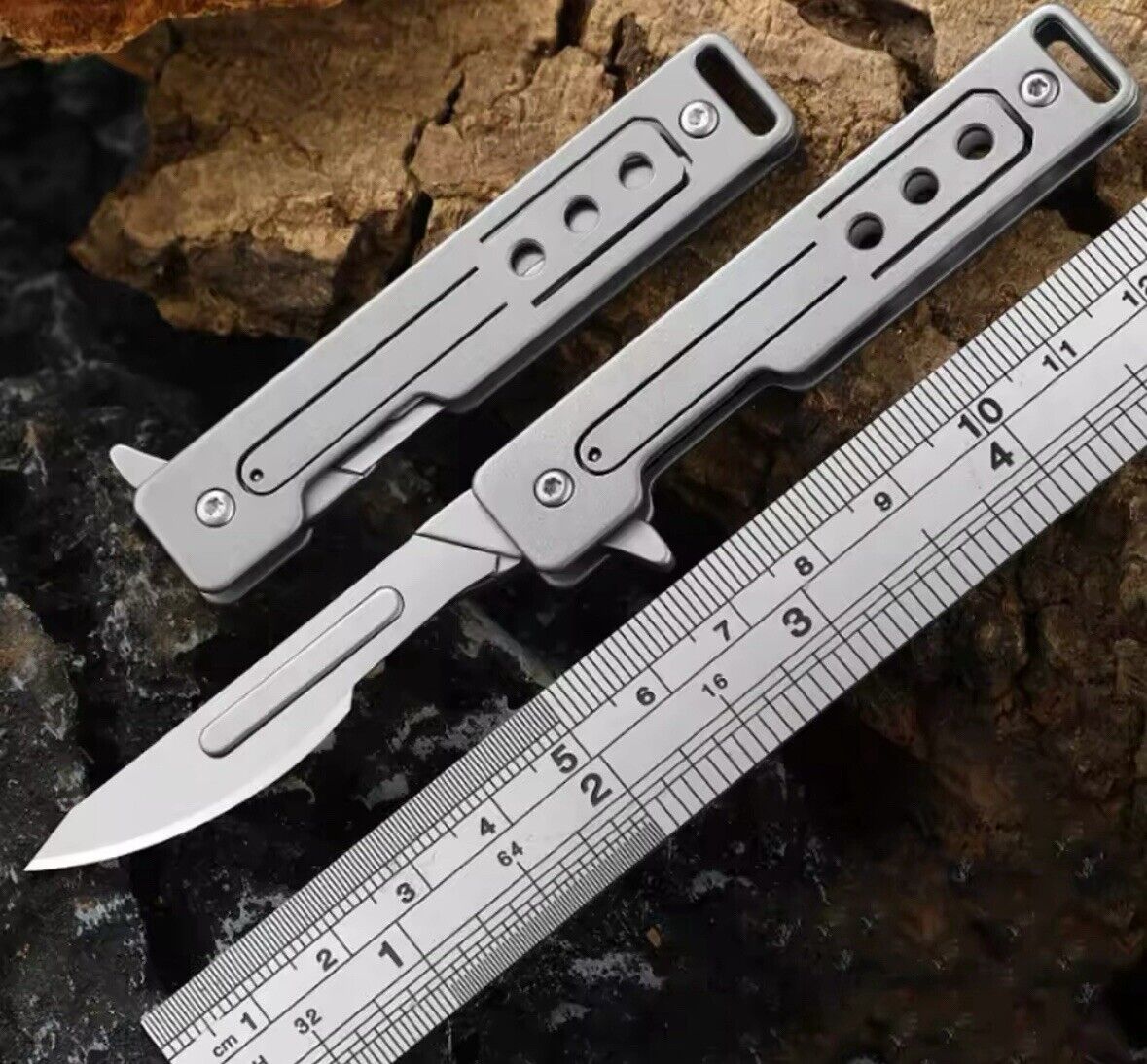 13cm Scalpel Folding Knife Titanium Alloy Pocket Knife 10Blades Outdoor Camping