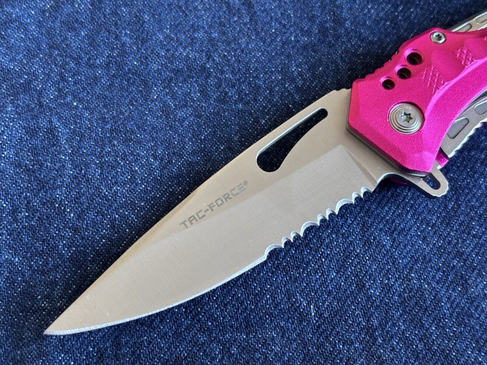 Hot Pink Pocket Knife Spring Assisted Chrome Ladies Self Defense Girly Full Size