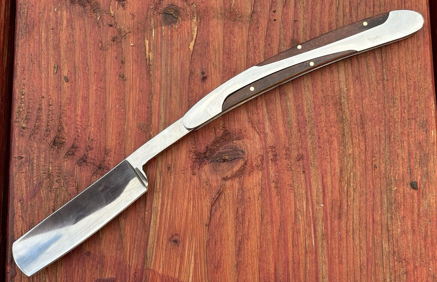 OG Vintage Shaving Straight Razor Chrome Mirror Finish Wood Handle Sharp Barber