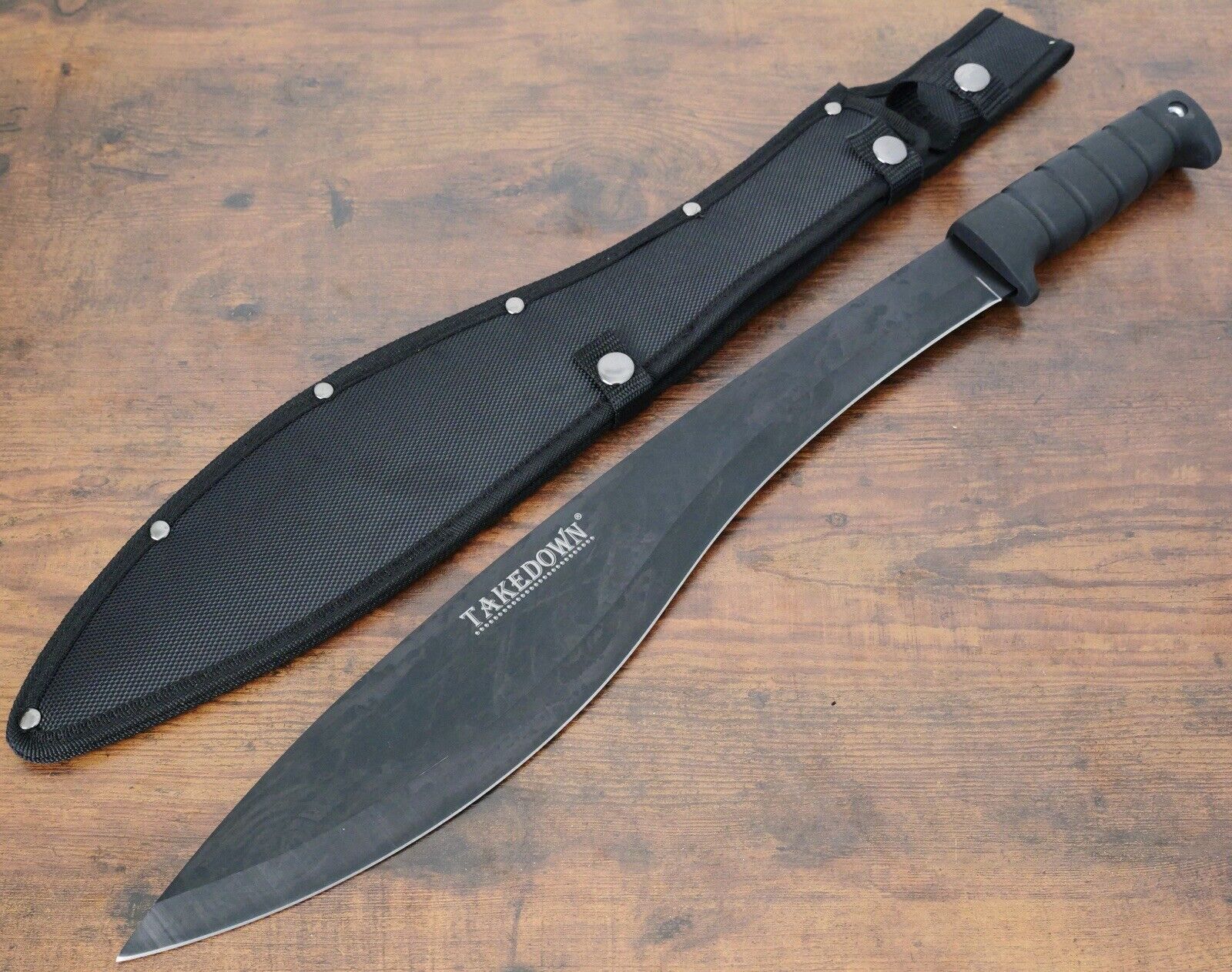 21” Machete Black Kukri Heavy Gauge 6mm Thick 1.8lbs Heavy Duty Black Belt Loop