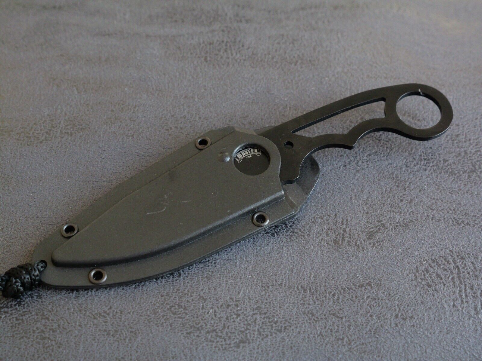 7” Neck Knife Black Conceal Carry Tactical Stealth Swat Skeleton 440 Steel Sharp