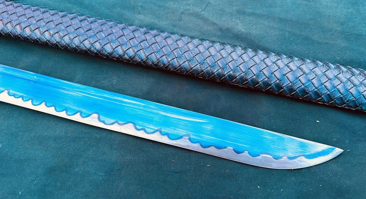 Samurai Katana 28” Blue Manganese Blade Deluxe Wrapped Wood Scabbard 38” Overall