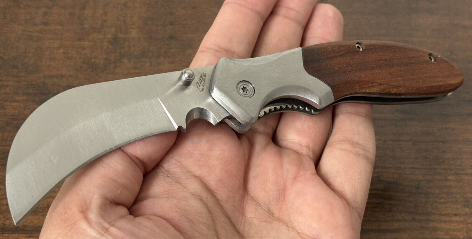 Hawkbill Knife Old School Wood Handle Sharp OG Classic Modern Liner Lock Hook