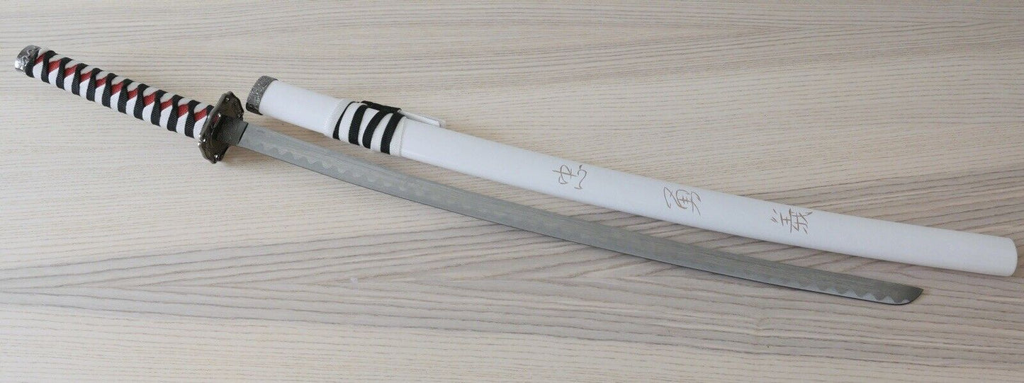 40” Katana Samurai Sword White Wood Scabbard Elegant Display Collectible Red Blk