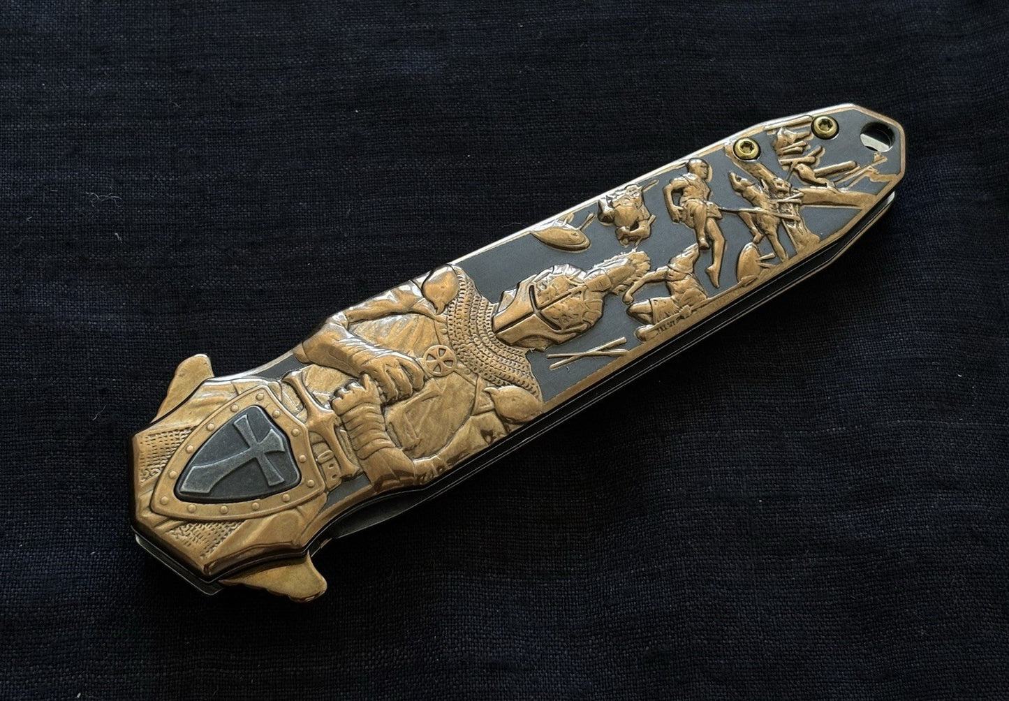 5” Knights Templar Pocket Knife Full Metal 4” Blade Spear Point Spring Assist