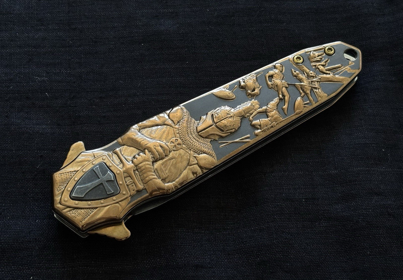 5” Knights Templar Pocket Knife Full Metal 4” Blade Spear Point Spring Assist