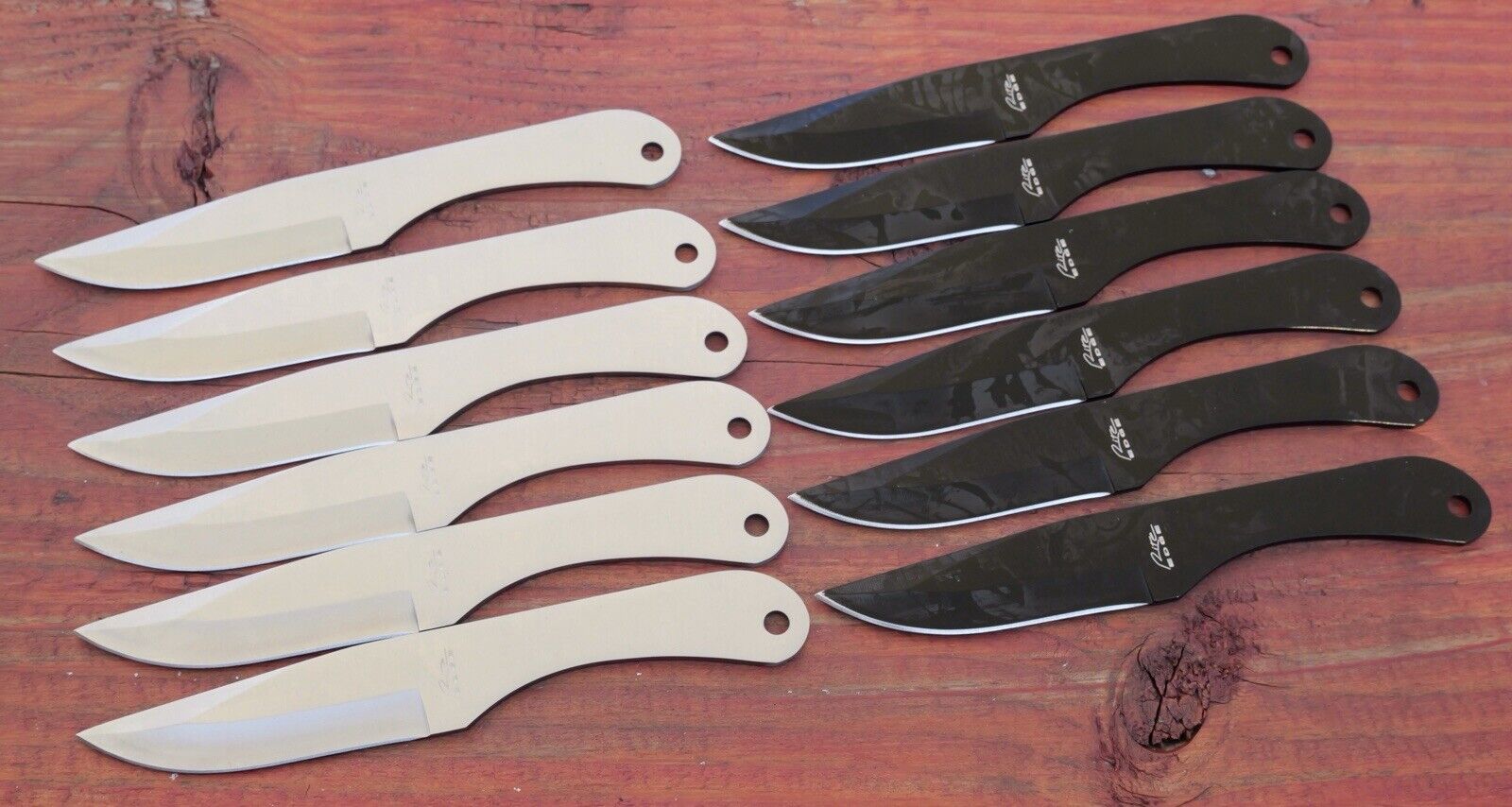 6” Throwing Knife Set 12 Pcs Rival Competition 2 Colors Black Chrome Balanced