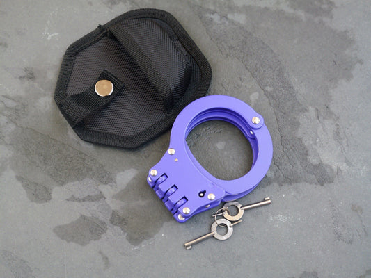 Purple Hand Cuffs Stealth Police Heavy Duty Hinge Handcuffs Nylon Sheath