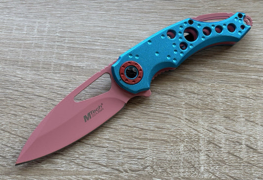 ✨PINK✨ Pocket Knife Spring Assist Ladies 💅 Pretty Girly Blue 