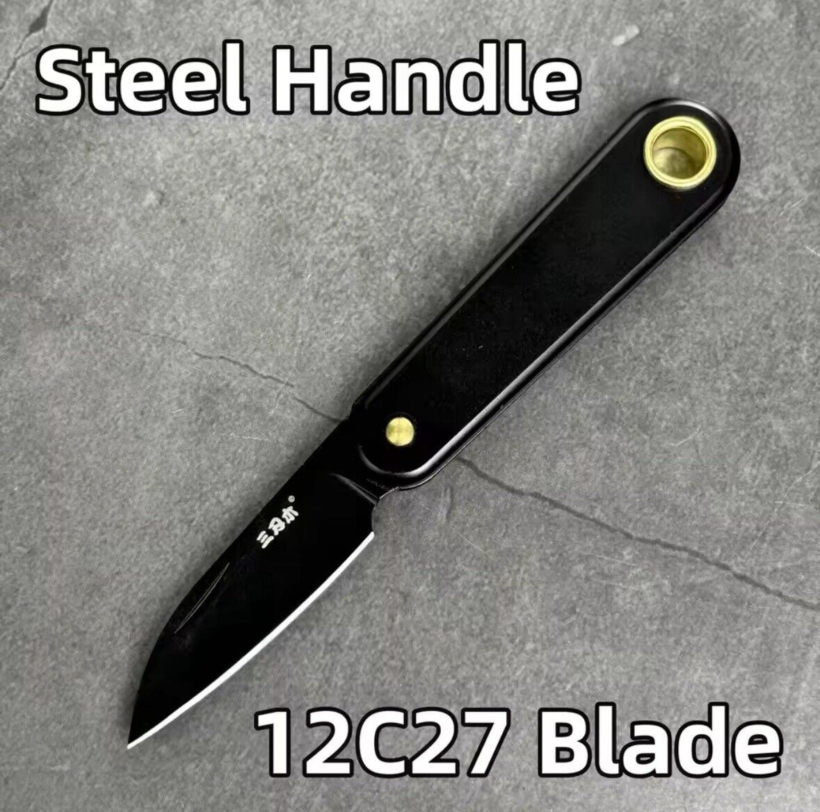 Folding Pocket Knife 12c27 Blade Mini Lockless Folder Black 11cm Overall Rescue