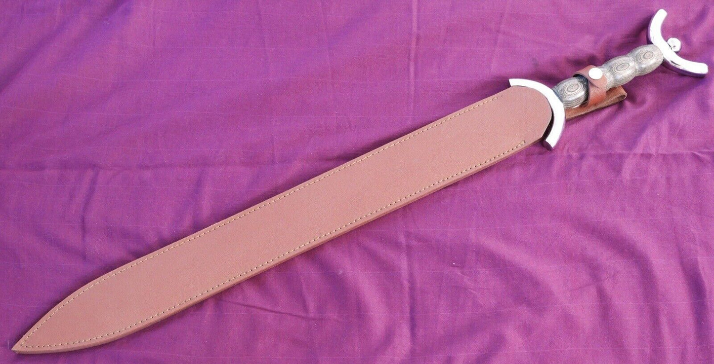 Medieval Warrior Celtic Sword 32” Double Edge Sharp Battle Ready Leather Sheath