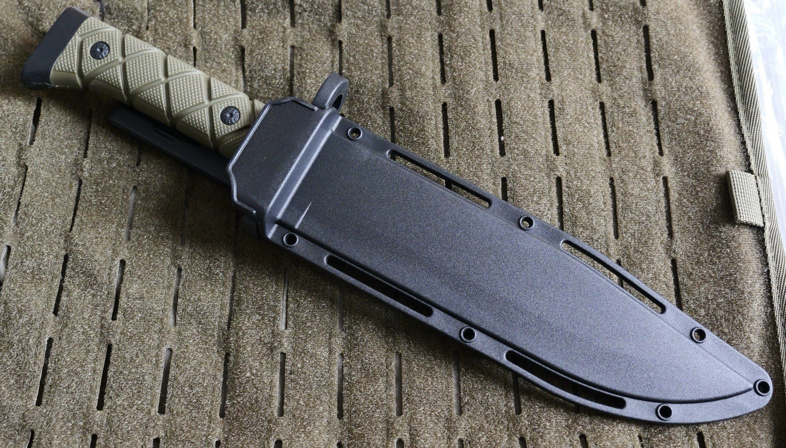 14” Fixed Blade Knife Black Blade Full Tang Rubber Handle Sawback Sharp Bayonet