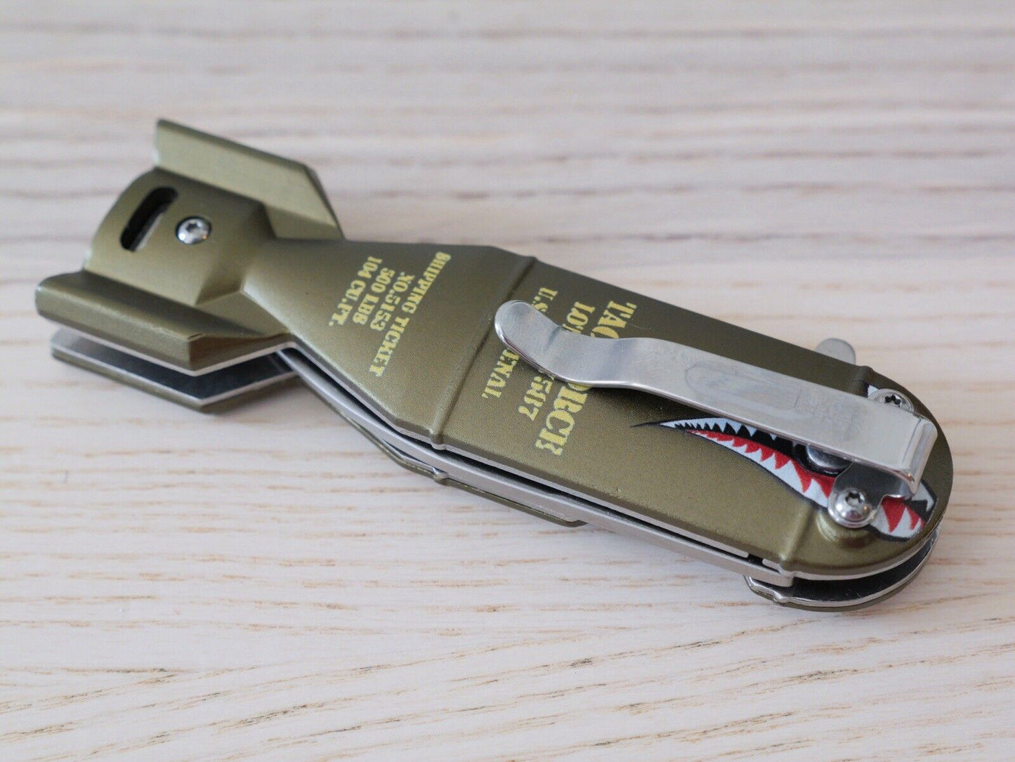 Small Pocket Knife Missile USA Army Design Spring Assist Pocket Clip Shark