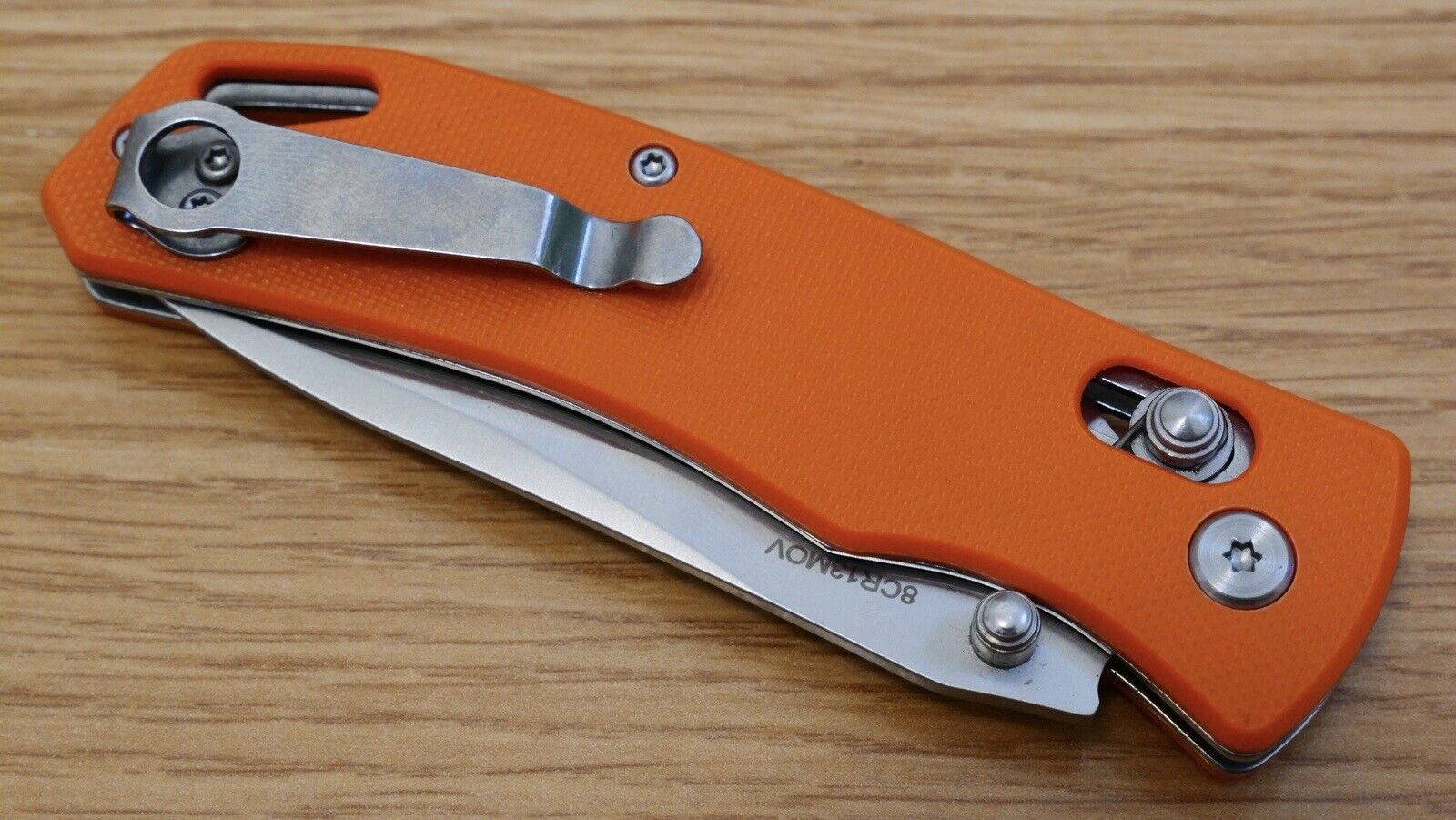 Full Size Folding Pocket Knife Safety Orange Work Knife Deep Carry Clip 8CR13